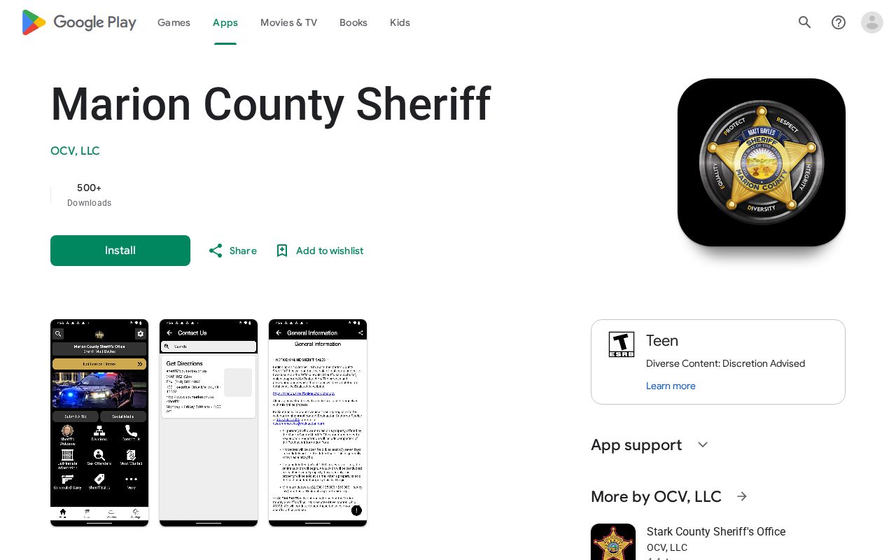 Official Marion County Sheriff app listing and arrest record feature limits