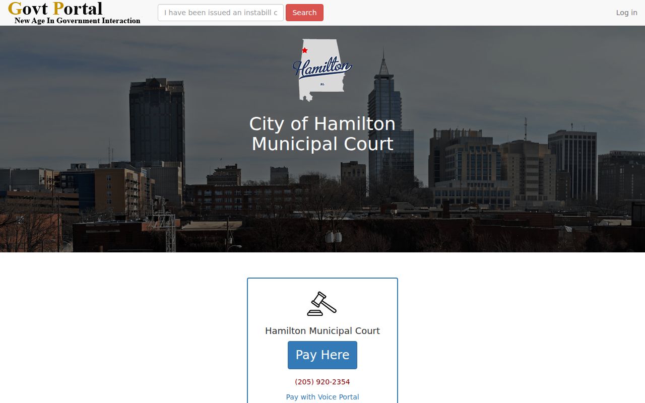Hamilton municipal payment portal for Hamilton court records