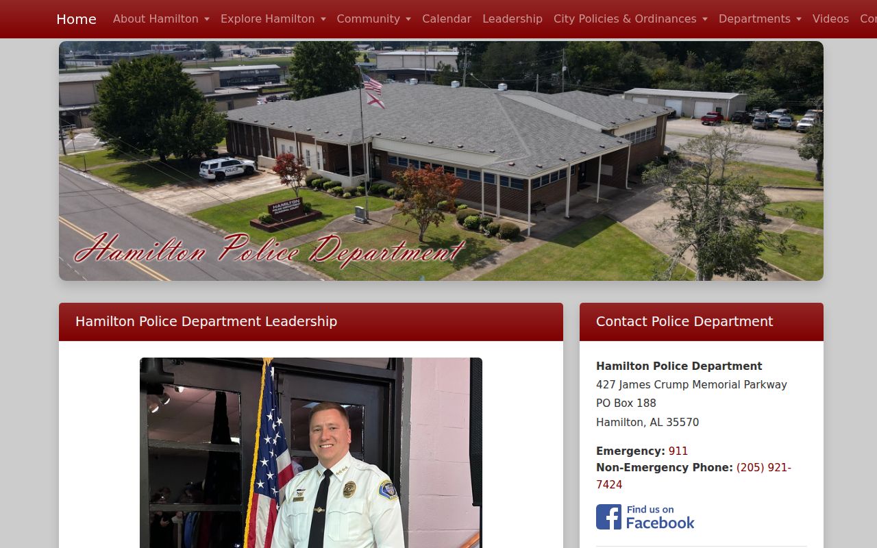 Hamilton Police Department page for Hamilton criminal records