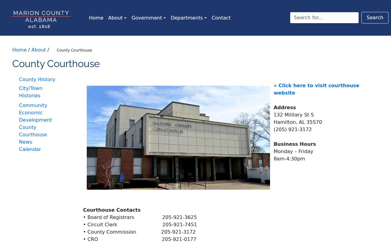 Marion County criminal history courthouse office directory