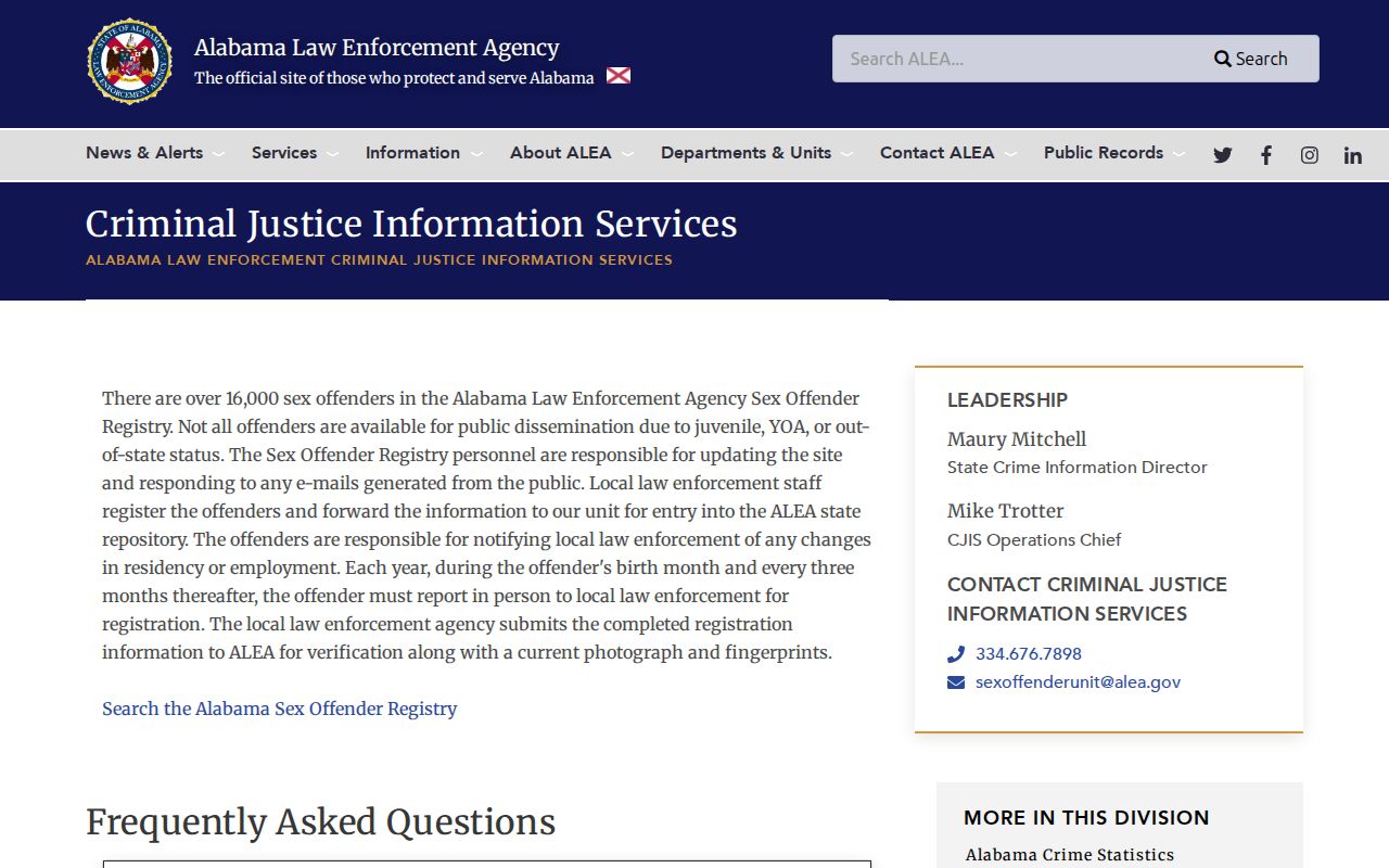 ALEA guidance for Marion County sex offender registry searches