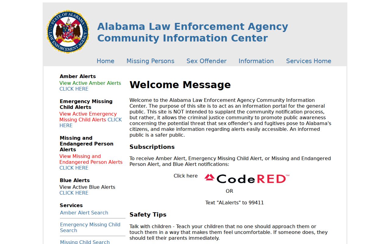 Marion County sex offender check through the ALEA Community Information Center