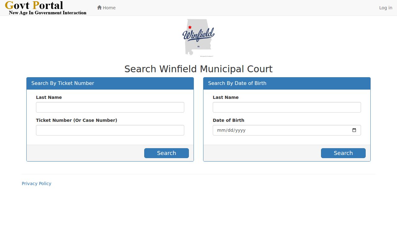 Winfield ticket portal for Winfield municipal criminal records